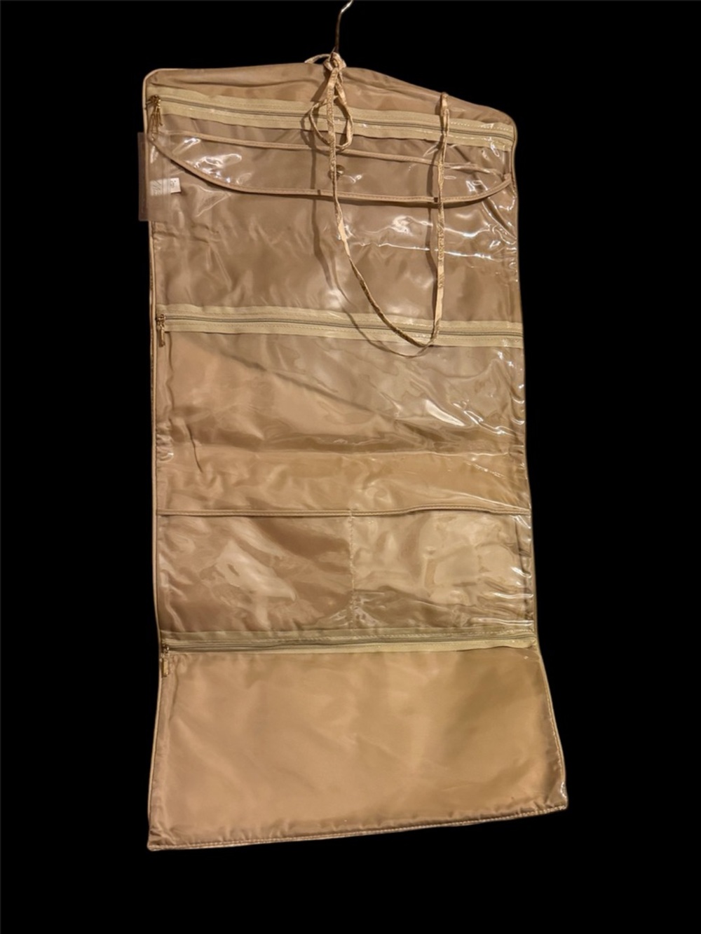 Beige Hanging Organizer with Clear Pockets - Home